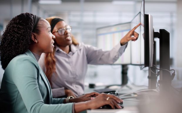 Efficient African American Accountant Using E Invoice Software Works Remotely.